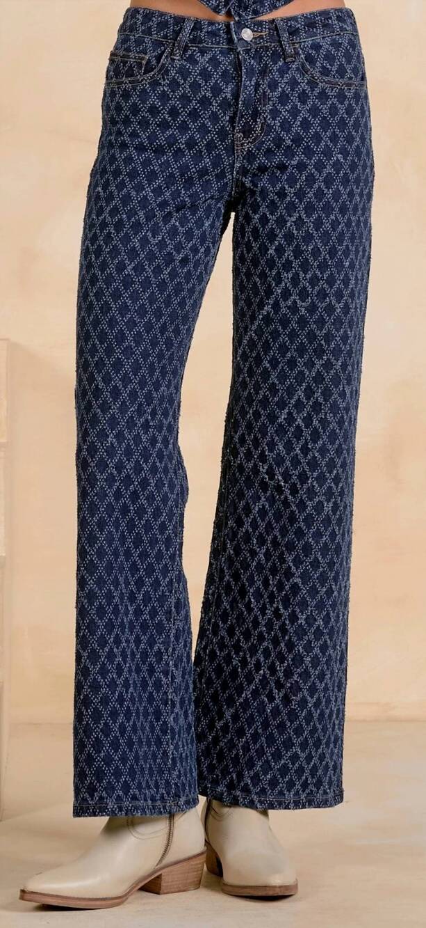 NEW ELAN diamond pattern jeans in denim
